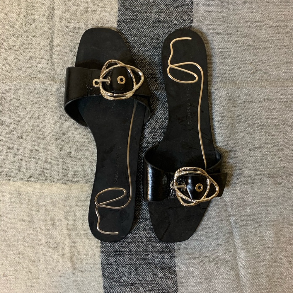 Zara Black & Silver Sandals